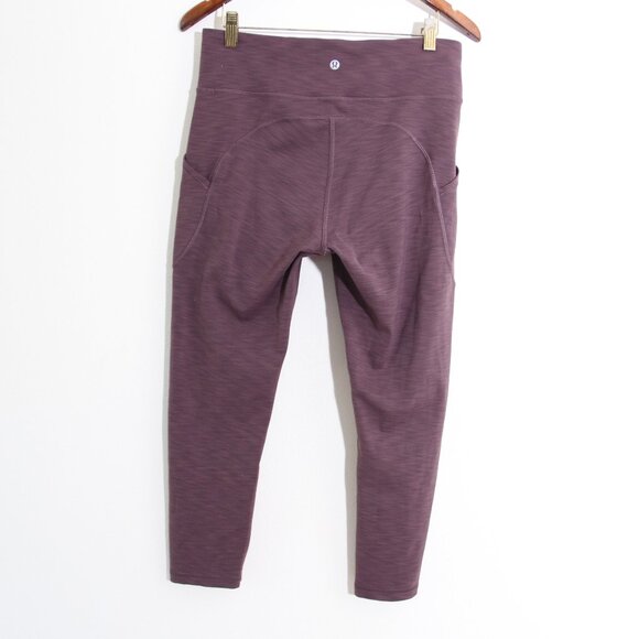 Lululemon Invigorate High-Rise Crop Leggings 23" Heathered Black Currant Purple - Picture 12 of 16